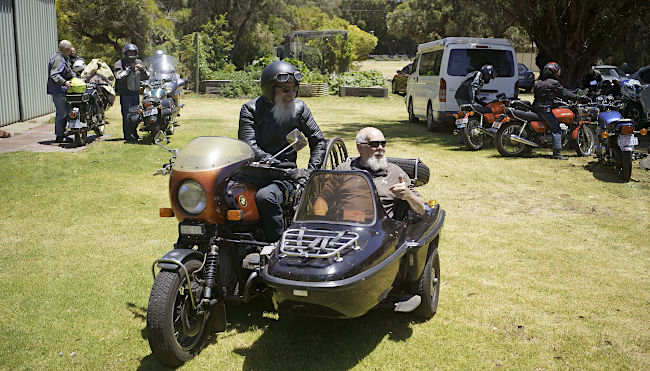 Bob and Ray in the sidecar.