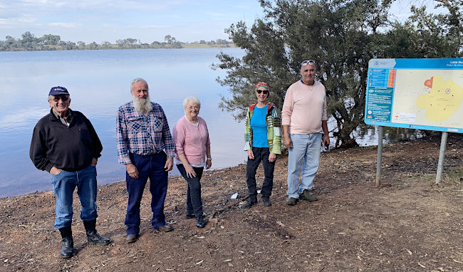 Max, Ross, Ruth, Chris and Brendon beside Lake Nunijup.
