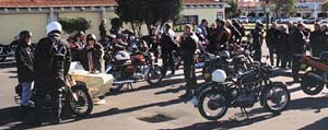 Bikes arriving at the Amity tavern