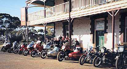 The traditional picture of the bikes outside the Dumleyung pub