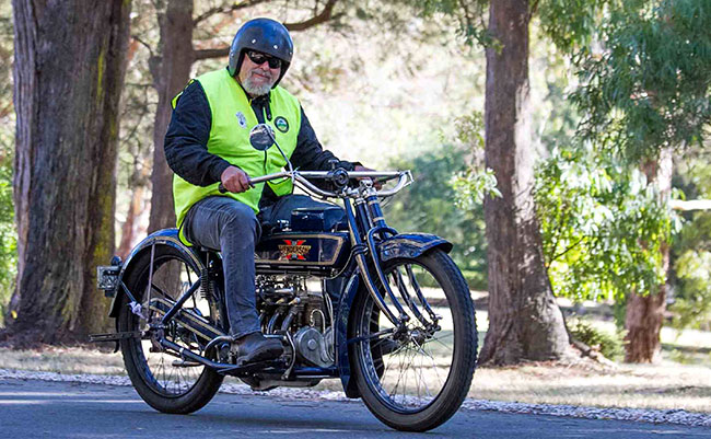 Bob Whittingstall on his immaculate veteran Henderson.