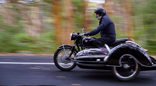 Bob enjoying his BMW R69S and sidecar.