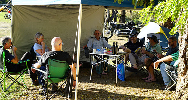 Relaxing in warm Bridgetown under the gazebo.