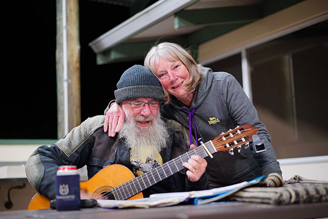 Bob on guitar, supported by Chris.