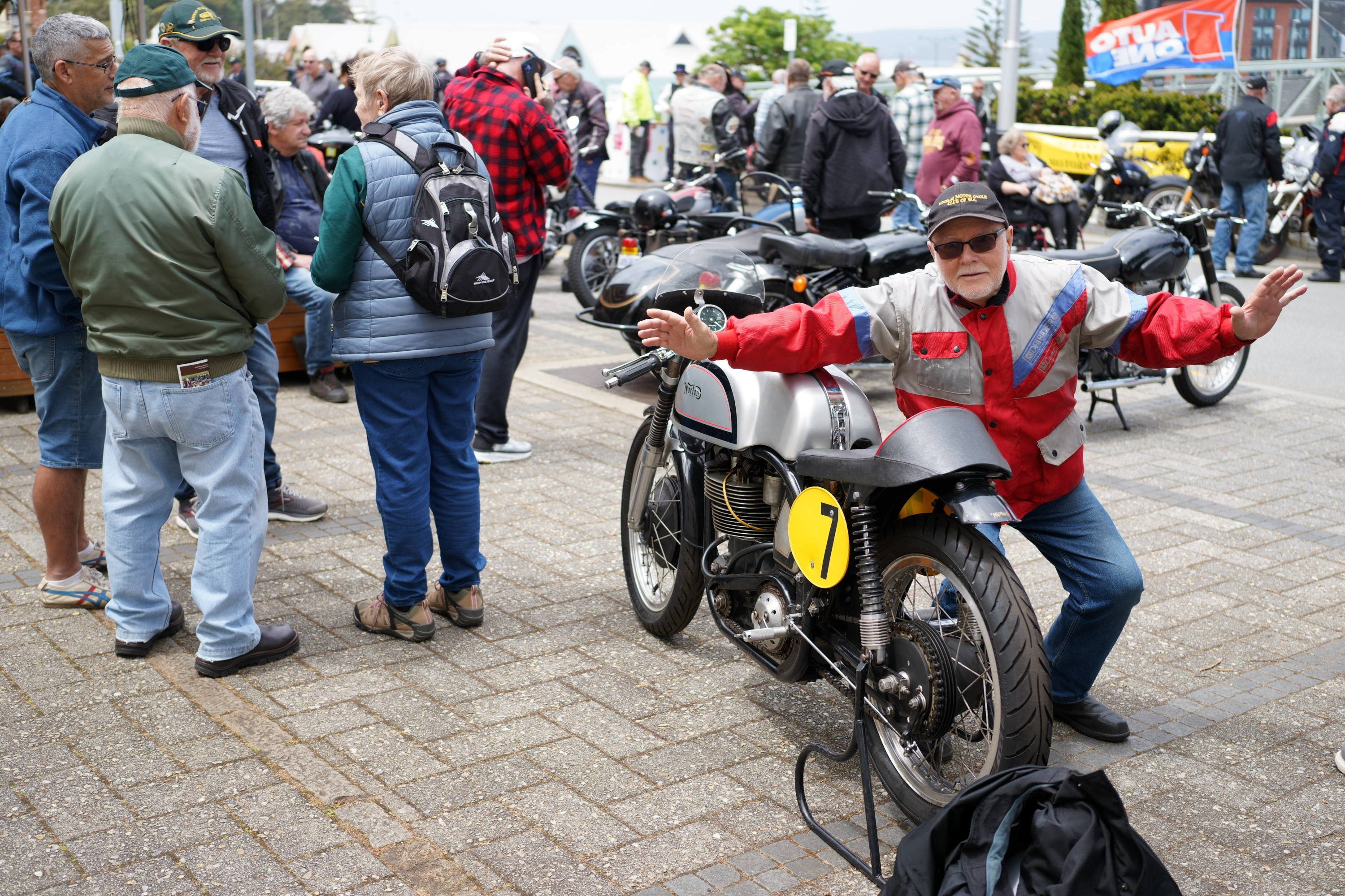 Famous Manx Norton being
        photo-bombed.